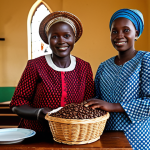 부룬디 추수 감사 행사 - Harvest Offering**

"A Burundian family, fully clothed in modest traditional attire, presenting a ba...
