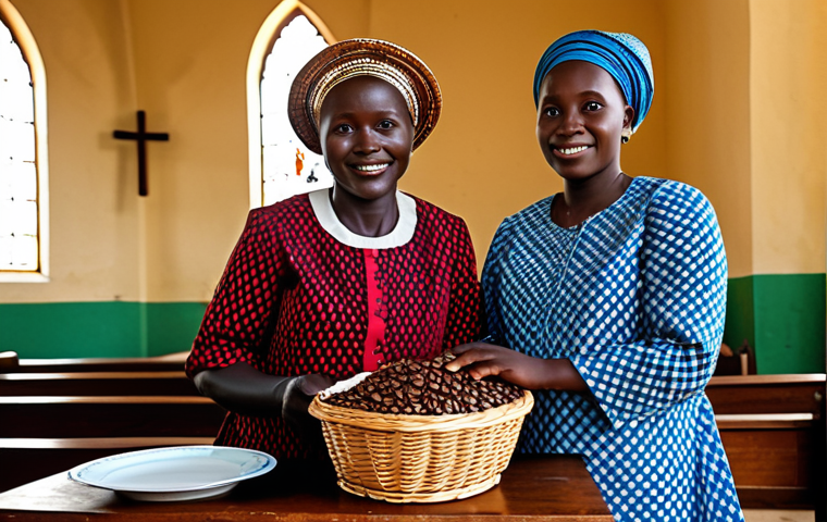 부룬디 추수 감사 행사 - Harvest Offering**

"A Burundian family, fully clothed in modest traditional attire, presenting a ba...