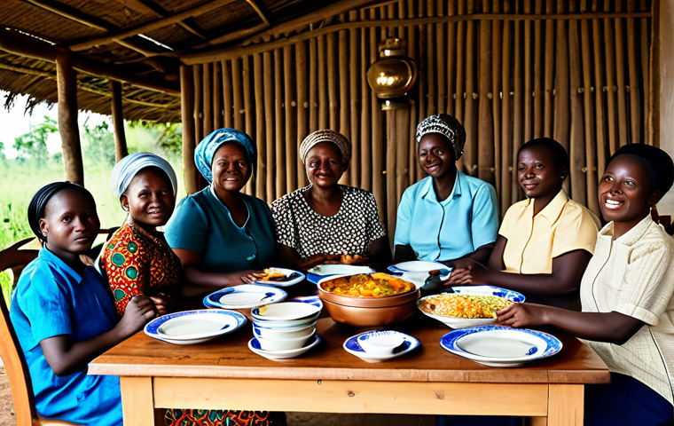 부룬디 추수 감사 행사 - Harvest Offering**

"A Burundian family, fully clothed in modest traditional attire, presenting a ba...