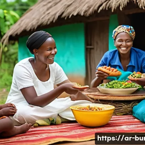Home 27 부룬디 민족성과 사회적 가치 - **Prompt 1: Burundian Family Meal Outdoors**
"A vibrant and heartwarming scene of a multi-genera...