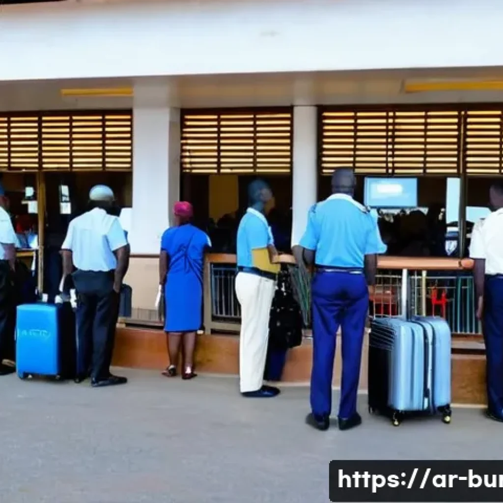 부룬디로 가는 항공편 - A detailed airport scene at Bujumbura International Airport in Burundi during early morning, showing...